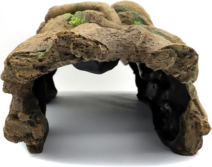 JIHAQUA Aquarium Resin Bark Terrarium Decor Lizard, Snake or Reptile Hide | Spider and Aquarium Fish Hide Cave