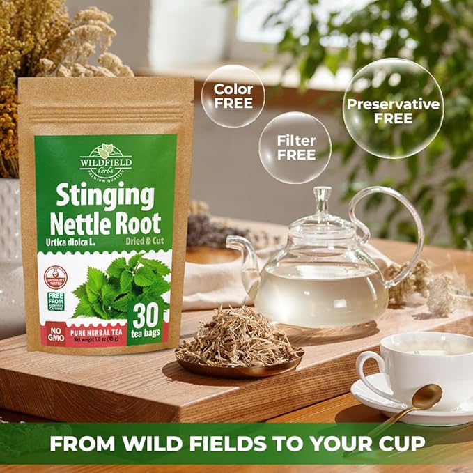 30 Bags Nettle Root Dried Stinging Nettle Root Herbal Tea - 30 Count 2g Bags Herb Tea Raíz De Ortiga