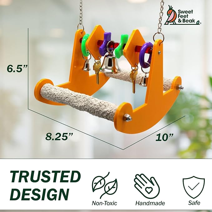 Sweet Feet and Beak Tweeter Totter - Perfect Cage Toy Stimulates Visual and Physical Activity - Safe, Non-Toxic, Cage Accessories for Small Birds