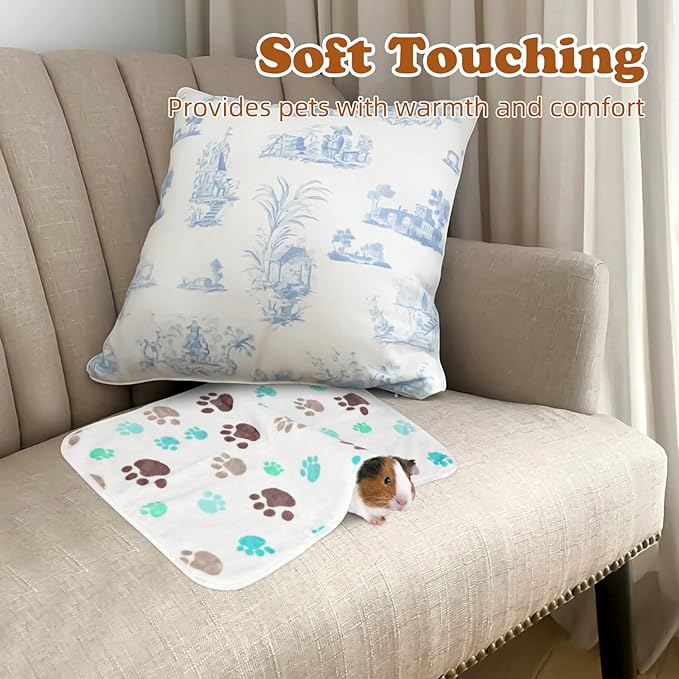 YUEPET Waterproof Guinea Pig Blankets Washable 3 Pack Small Animal Fleece Cage Liners Pet Soft Sleep Mat Pad Cover Warm Flannel Throw for Hamster Guinea Pig Rabbit Chinchilla Hedgehog Ferret 23"×16"