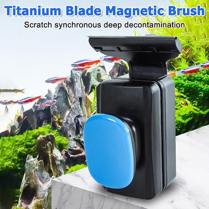 MiOYOOW Magnetic Aquarium Glass Cleaner, Floating Aquarium Algae Scraper No Scratch Aquarium Cleaning Tool for Small Fish Tanks Desktop Aquariums Freshwater Saltwater