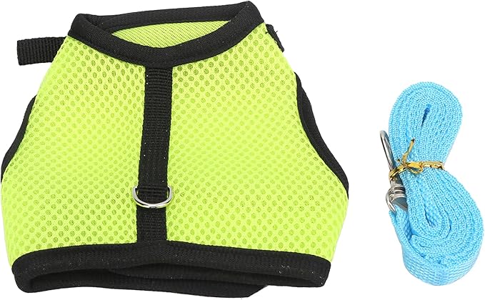Pet Mesh Traction Harness Chest Back Leash Rabbit Guinea Pig Supplies Mesh Comfortable Adjustable Small Pets (Fruit Green)