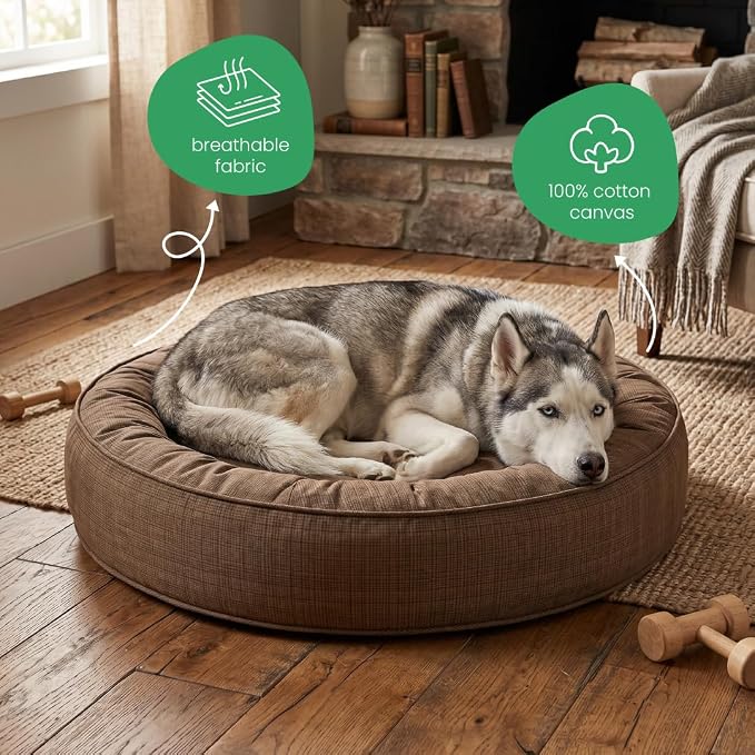 Molly Mutt Woodstock Dog Bed Duvet Cover, GOTS-Certified 100% Organic Cotton Canvas Cover for Dog, Puppy, or Cat Bed, Durable, Washable, and Free of Harmful Chemicals, Round, 36"x5"