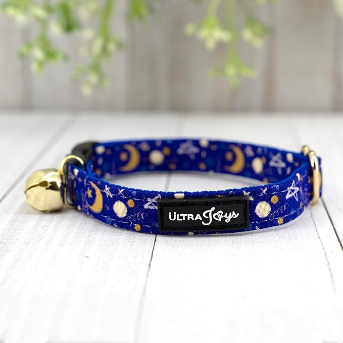 Ultra Joys Breakaway Cat Collar with Bells & Bandana Bowtie - Kitten to Adult, Luna Small
