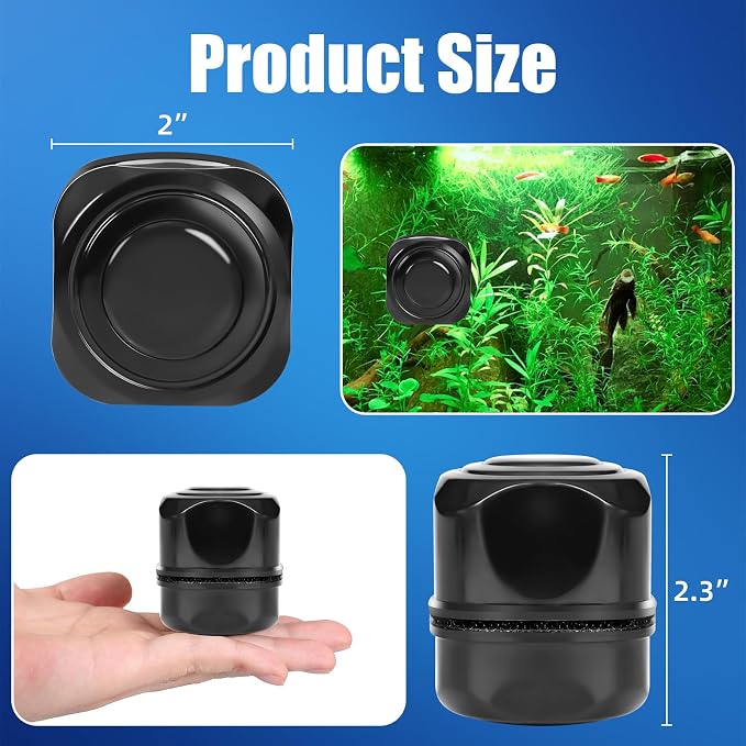 AQUANEAT Aquarium Magnetic Brush, Glass Fish Tank Cleaner, Algae Scraper, Not for Acrylic and Plastic, Large (Pack of 2)