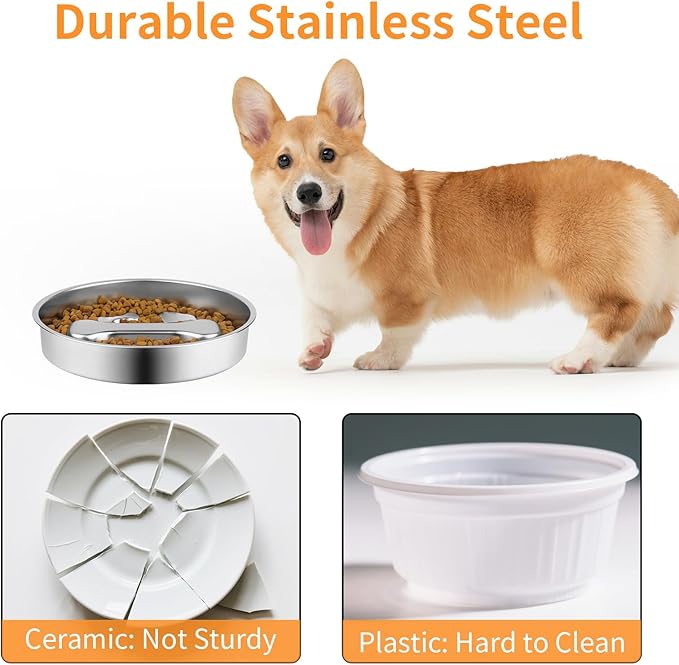 Novery Slow Feeder Dog Bowl - 2 Cups Stainless Steel Dog Slow Feeder Food Bowl, Metal Non-Slip Lick Plate,Puppy or Cat Food Holder,Pet Supplies,Puzzle Maze Dish for Medium Sized Breeds