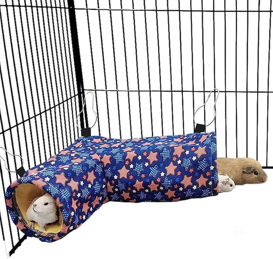 EAEDMY Guinea Pig Rat Ferret Hammock, Small Animal Corner Tunnel & Tubes & Bed for Hedgehog Piggy Chinchilla Hideout Toys and Cage Accessories