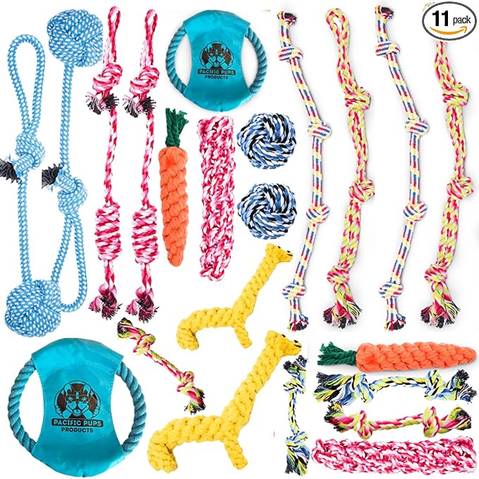 Pacific Pups Products Dog Rope Toys for Medium Dogs 11 Pack (2 Pack)