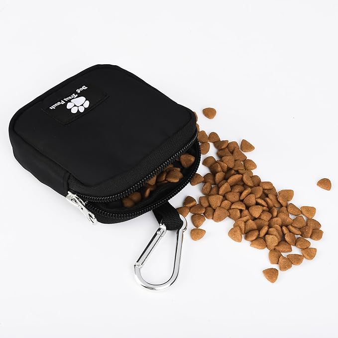 2 Pack Small Dog Treat Carrier Pouch for Leash Dog Training Reward Pouch Snack Bait Bag Puppy Walking Treat Poop Bag Holder, Black & Orange
