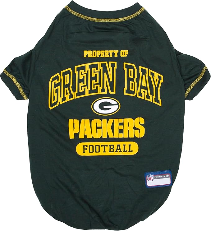 NFL Green Bay Packers Dog T-Shirt for Pets, Size Medium. Officially Licensed Pet Shirt with Team Logo, Soft Stretchable Comfort Fit Apparel for Dogs & Cats