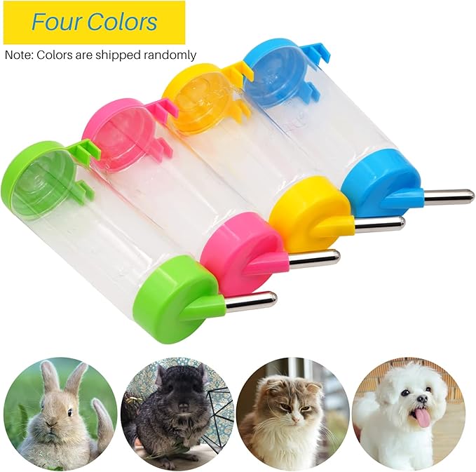 2 Pack 16 oz Guinea Pig Water Bottle no Drip for Cage no Leak Rat Small Animal Hamster Rabbit Water Bottle Attaches to Cage Bunny Water Dispenser,Ship by Random Color