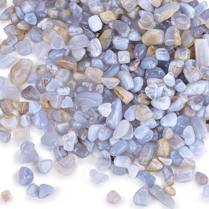 1 LB(0.35" - 0.8") Natural Quartz,Blue Pebbles for Vase Filler | Sea Glass for Crafts, Betta Fish Tank Aquarium Decor, Succulent Rocks for Plants Indoor