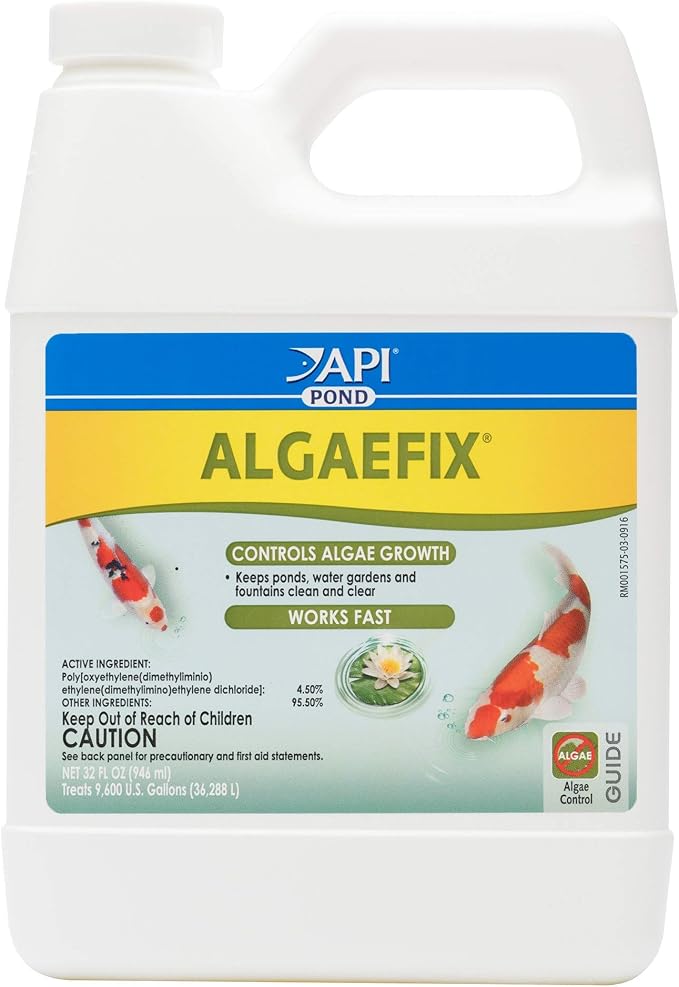 API POND ALGAEFIX (32 fl oz) Pond Algae Control - Copper Free - Clean, Clear Water - Up to 9600 Gallons - Safe for Fish & Plants - Water Gardens, Fountains - Natural Active Ingredient - EPA-Registered