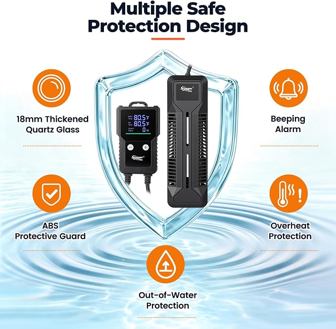 hygger 500W Submersible Aquarium Heater for Saltwater & Freshwater Fish Tanks, External Controller with Precise ±0.5°F Temp Control, Real-Time Power Display, Dual Alarms, Smart Variable Heating
