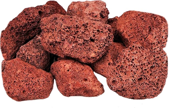Tfwadmx Aquarium Red Lava Rock 10 Pcs Fish Tank Volcanic Pumice Stones for Betta Fish Shrimp (1.96''-3.14'')