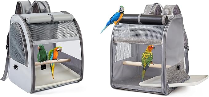 Parrots Travel Backpacks Cage Removable Waste Tray and Sunshades for Stress Without Transport Breathable Bird Travel Cage