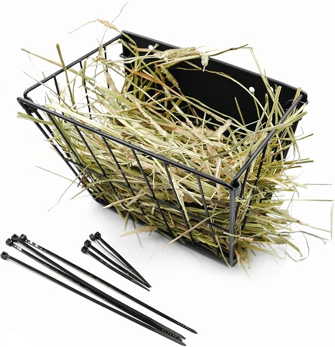 Black Metal Rabbit Foldable Hay Feeder - Hay Rack Holder for Bunny, Rabbit Accessories and Supplies (Black)