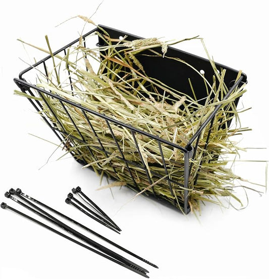 Black Metal Rabbit Foldable Hay Feeder - Hay Rack Holder for Bunny, Rabbit Accessories and Supplies (Black)
