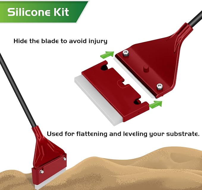16.5’’ Professional Algae Scraper, Aquarium Blade Cleaner with 10 Pcs Replaceable Blades Stubborn Algae, Suitable for Water Tank Size Under 28 Gallons