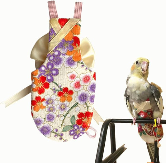 Bird Flight Suits Diapers, Parrot Flight Suits Diapers for Quaker Parakeets Cockatiels Flight Suits, Parrot Clothes (Almond B,XL)
