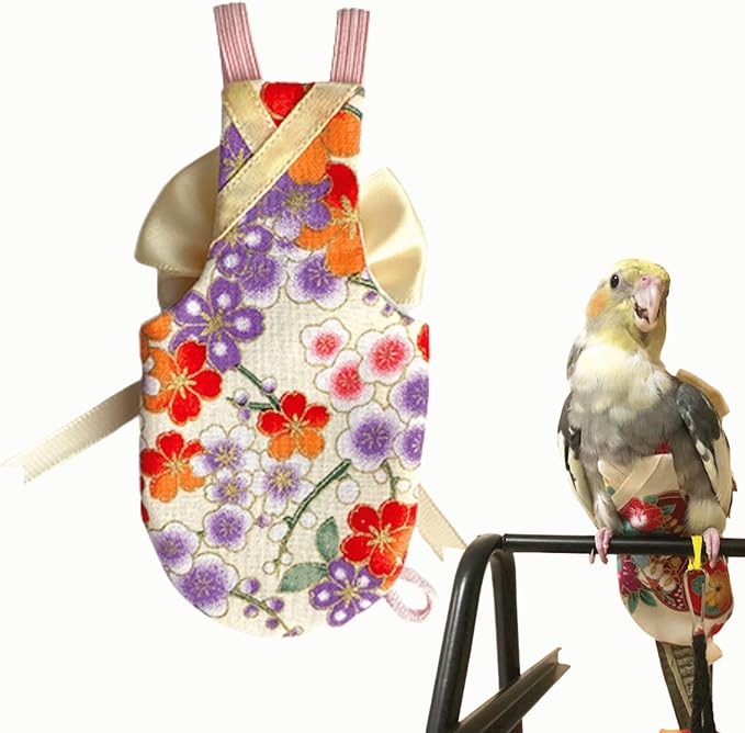 Bird Flight Suits Diapers, Parrot Flight Suits Diapers for Quaker Parakeets Cockatiels Flight Suits, Parrot Clothes (Almond B,M)