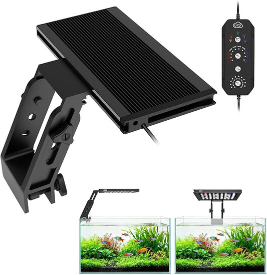 QZQ Fish Tank Light – Aquarium Light 24/7 Mode LED Aquarium Lights for Fish Tank with Adjustable Timer/Brightness, Aquarium Plant Light (12W for 7–12 Inch Tank)