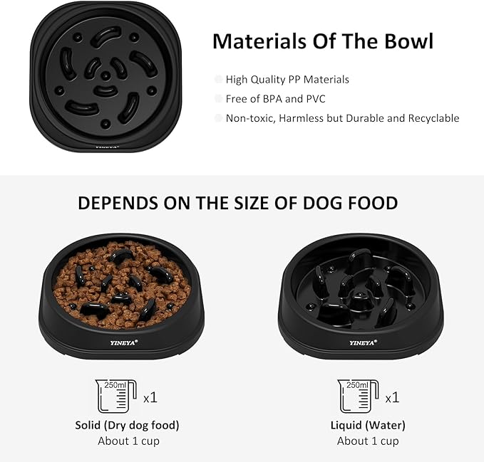 YINEYA Anti-Choking Slow Feeder Dog Bowls Small Size Dog, Slow Feeder Cat Bowl, Supplies and Puzzle for Pet