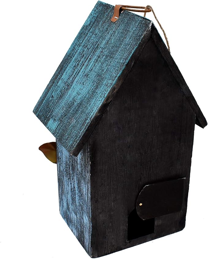Morning View Wooden Bird Houses for Outside Decorative Hanging Nest Box Birdhouse Spring for Outdoor Small Birds Bluebird Finch Cardinals Wren Garden Yard 9.37 Inch Tall (Blue)