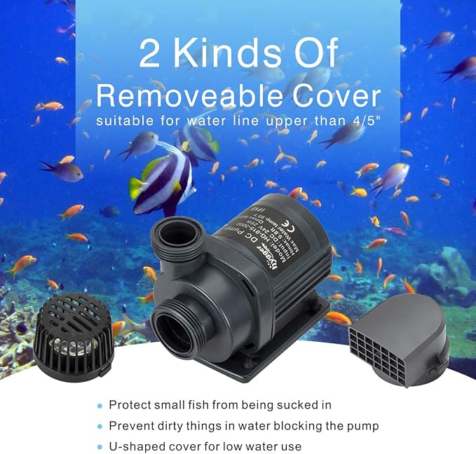Hygger 1720GPH Quiet Submersible and External 24V Water Pump, with Controller (30%-100% Settings), Powerful Return Pump for Fish Tanks, Aquariums, Ponds, Fountains, Sump, Hydroponics (55W, 14.8ft)