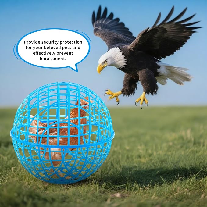 AceOrbit 3 Pcs Chicken Balls Cage 2025 Chicken Orb Ball Cage to Free Range Rolling Movable Poultry Coop Ball, Mobile Safety Globe Cages for Pigeons Rabbits Ducks Outside Roaming(11.02 Inch,Blue)