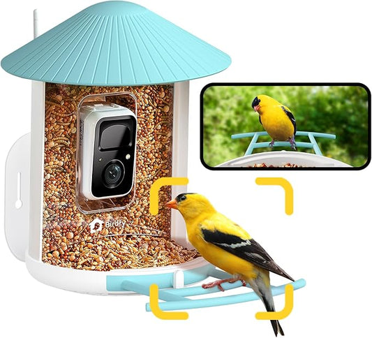 NETVUE by Birdfy Smart Bird Feeder with Camera – AI Identifies Birds Species 2MP Night Vision & App Alerts, 2.4Ghz Wi-Fi Connect IP65 Weatherproof Bird Camera-Gift for Backyard BirdWatchers, Blue