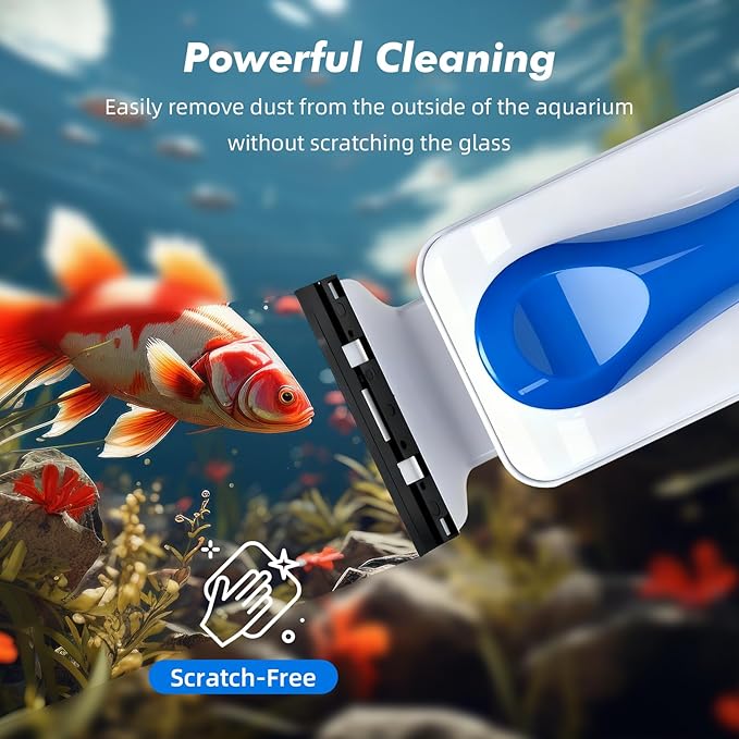 Rise Torrent Aquarium Magnetic Glass Cleaner, Fish Tank Algae Scraper Brush Cleaning Tool for 1/4"-3/8" Thickness Glass, Floating Scrubber Brush Cleaner for Acrylic, 1 Detachable Scraper, Medium