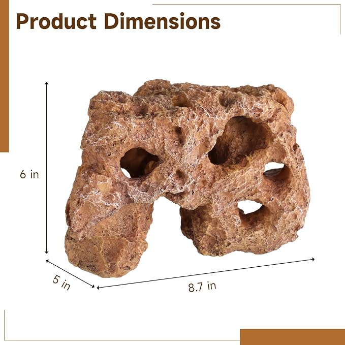 Homaisson Large Aquarium Decoration Hideout Cave, Resin Rock Mountain Fish Tank Ornament with Multiple Holes, Artificial Coral Style Aquarium Cave for Fish Shrimp and Aquatic Pets