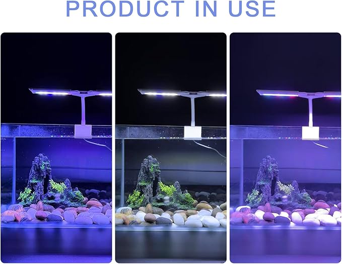 Led Aquarium Light Clip on Fish Tank Light Full Spectrum Plants Lights with Timer Auto On Off, 3 Colors Mode, 360° Adjustable 2 Light Bar, Aquarium Lamp Suitable for 16-32 Inch Fish Tank