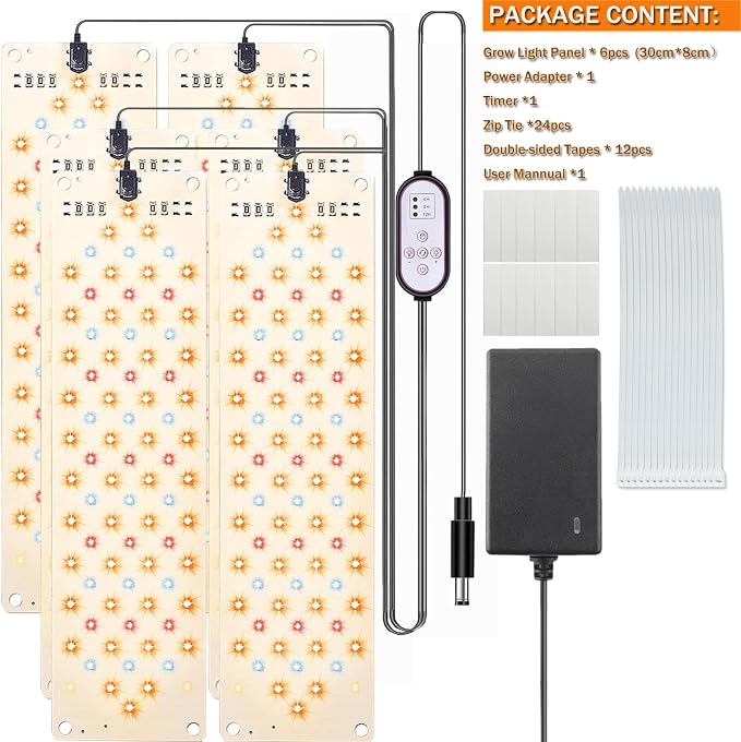Grow Light,Ultra-Thin Panel Grow Lights for Indoor Plants,474LEDs Full Spectrum Grow Lights for Under Cabinet Plant, Grow Lamp with 3/9/12H Timer,10 Dimmable Levels for Plants Growing (6pcs)