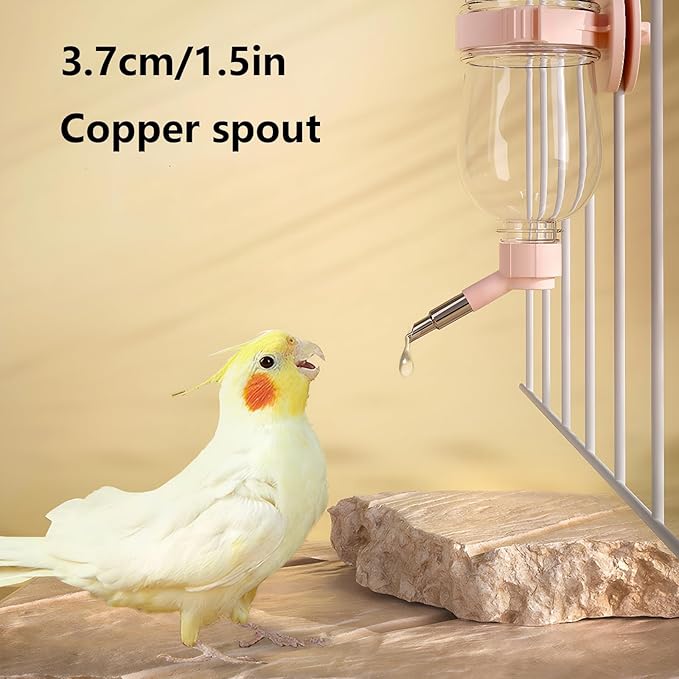 17oz/500ml Guinea Pig Water Bottle No Drip, Easy Top Fill Small Animal Water Dispenser, Leak Proof Pet Drinker Keeps Cages Dry for Rabbit, Chinchilla, Hamster, Pink