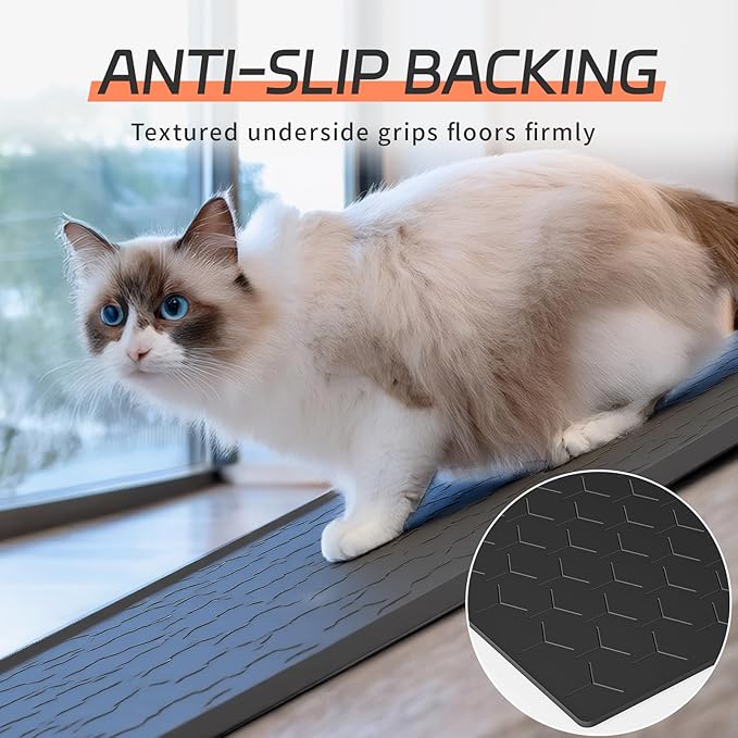 Bulkniu Extra Large Silicone Cat Litter Mat, Waterproof/Urineproof, Litter Recycling, Easy to Clean, Soft on Kitty Paws (28"X40"-Black)