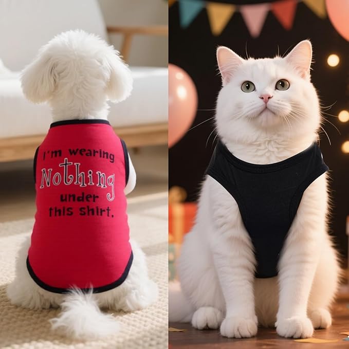 hoyuwak 8 Pieces Pet Shirts Funny Dog Printed Clothes Breathable Cool Puppy Sleeveless Vests for Summer
