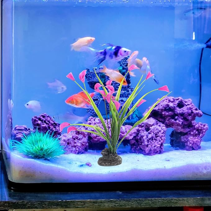 iplusmile Decorative Fish Tank Plant 2Pcs Realistic Silk Aquarium Plants for Fish Tank Supplies Aquarium Decor Plastic Water Plants for Home Office