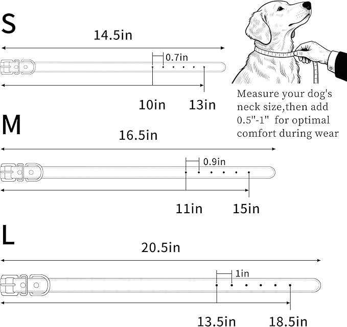 Rose Red Soft Leather Dog Collar for Small,Medium, Large Dog, Comfortable and Adjustable(Wide: 0.95'' for Dog's Neck: 13''~18'', Rose Red, L)
