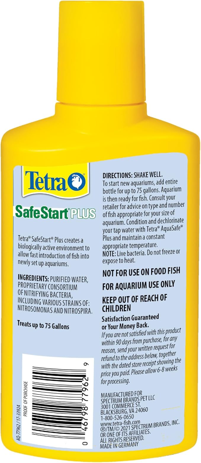 Tetra SafeStart Plus for New Freshwater Aquariums, 8.45 oz | Establishes Healthy Bacteria In New Fish Tanks, Reduces Ammonia & Nitrite, Starts Working Immediately