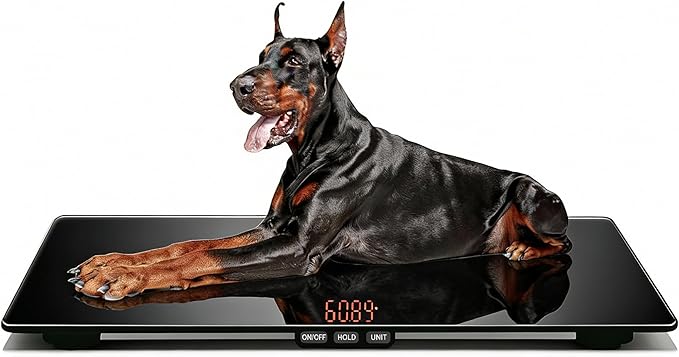 ONE-MI Extra Large Dog Scale & Postal Use - 220lbs Heavy Duty Dog Weight Scale with Tempered Glass Platform, 31.5" Veterinary Animal Scale for XL Breed Dogs, Packages & Veterinary Clinics (Black)
