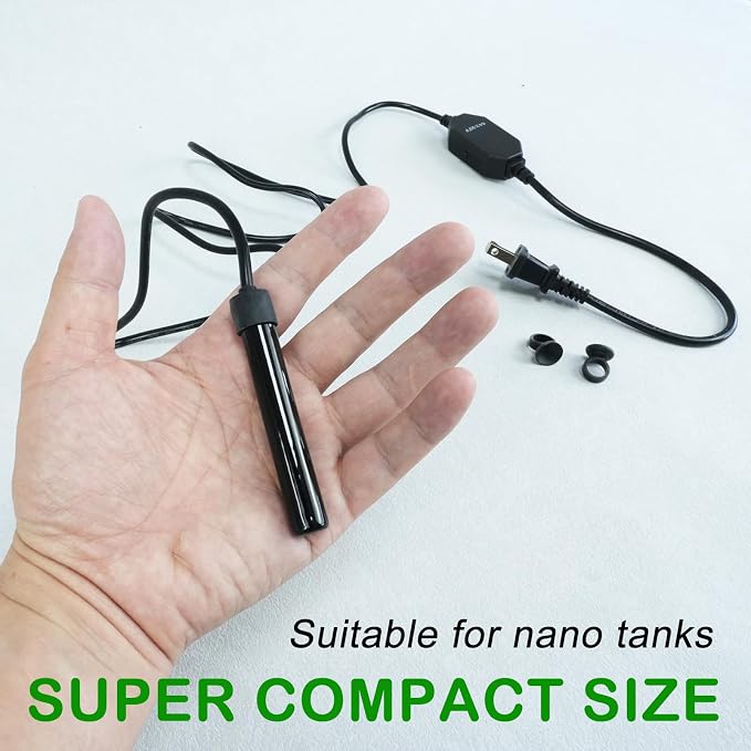 Small Submersible Aquarium Heater, Adjustable Mini Fish Tank Heater 15W 25W 50W with External Temperature Controller, Digital Display, Alumina Ceramic, for 3/5/10 Gallons (50W)