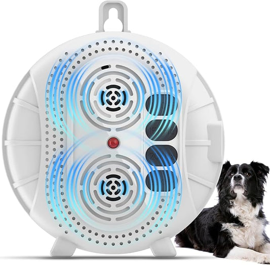 Anti Barking Device for Dogs, Rechargeable Ultrasonic Bark Box with 3 Adjustable Modes, Safe 35FT Dog Bark Deterrent Device & Dog Barking Silencer for Indoor and Outdoor Use (White)