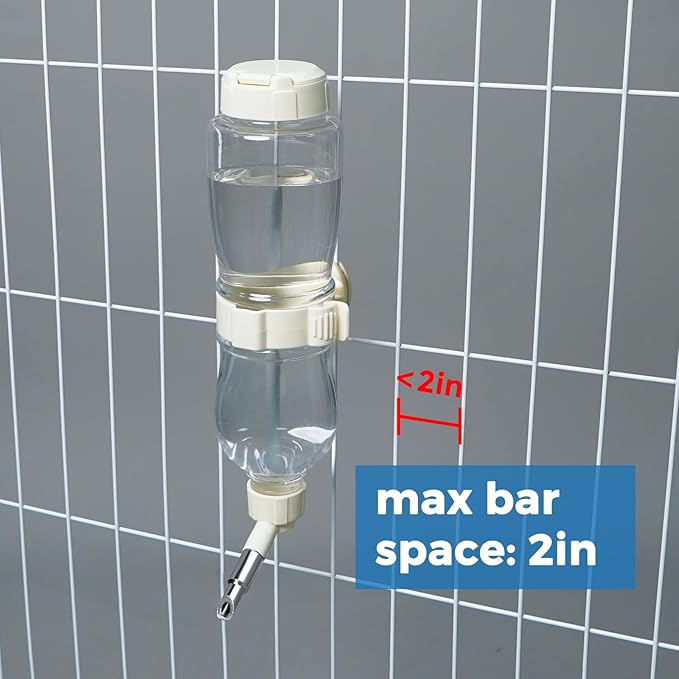 VANNON 17oz Small Animal Water Dispenser for Crate, Parrots Water Bottle for Cage, Chewproof Pet Water Bottle for Rabbits, Guinea Pigs, Ferrets, Chinchillas and Other Small Rodents, Top Fill, White