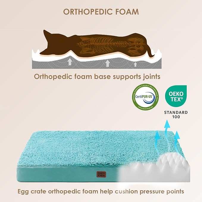 EHEYCIGA Orthopedic Medium Dog Beds for Small Dogs with Removable Washable Cover for Crate, Turquoise Blue, 30x20