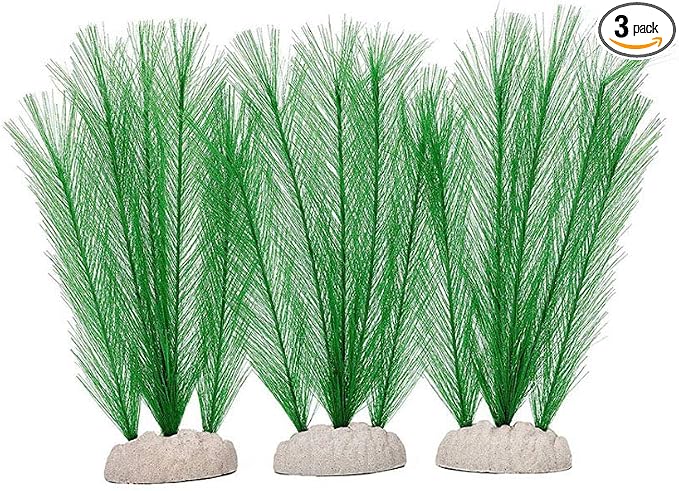 Norgail Aquarium Silk Plant Decorations Fish Tank Artificial Green Water Plants Made of Silk Fabrics Plastic, Safe for All Fish & Pets Small 3Pcs