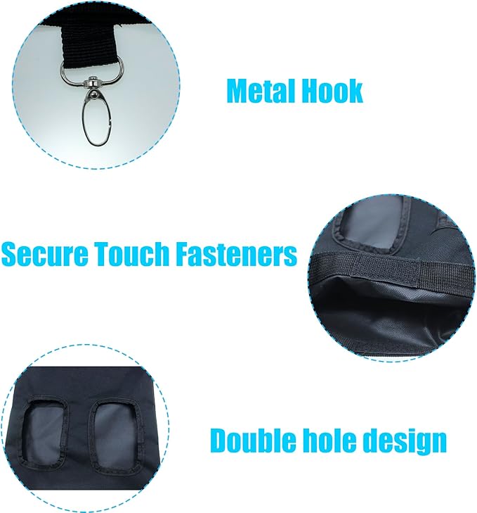Rabbit Hay Feeder Bag Hanging Guinea Pig Hay Feeder with 2 Holes for Chinchilla Hamster Bunny Small Animal Pet Storage Pouch Black