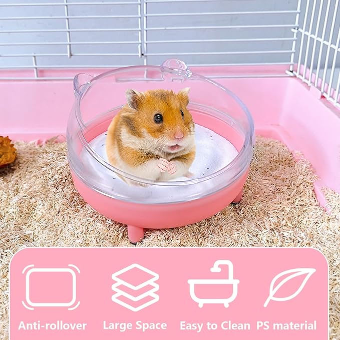 Hamster Sand Bath Container,Sandbox Toilet,Hamster Sand Bathtub with Cleaning Scoop,Gerbil Dust Bathtub for Hamsters Mice Lemming