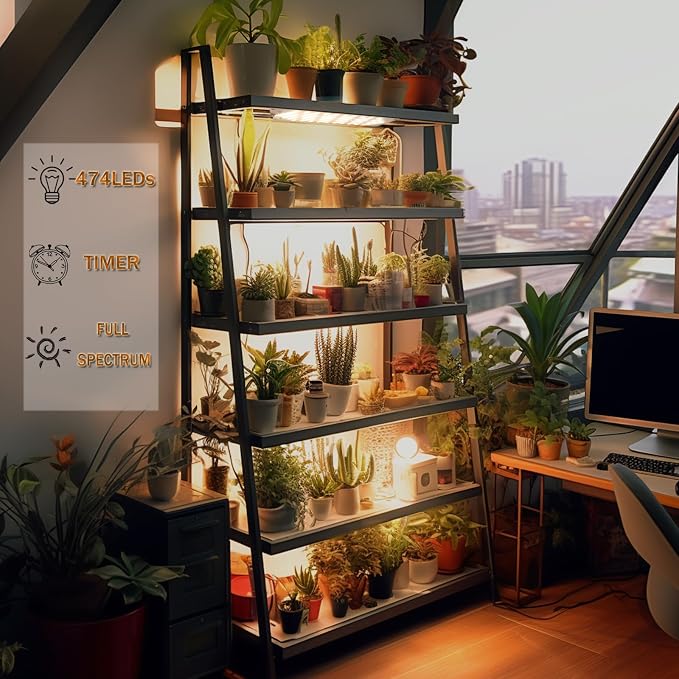 Grow Light,Ultra-Thin Panel Grow Lights for Indoor Plants,474LEDs Full Spectrum Grow Lights for Under Cabinet Plant, Grow Lamp with 3/9/12H Timer,10 Dimmable Levels for Plants Growing (6pcs)
